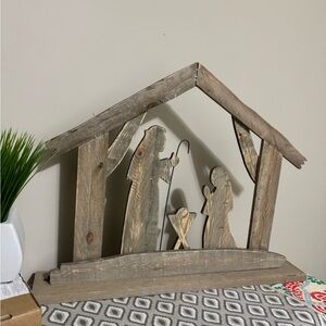 Wooden nativity scene